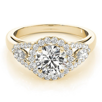 Lab Grown Round Cut Diamond Halo Engagement Ring