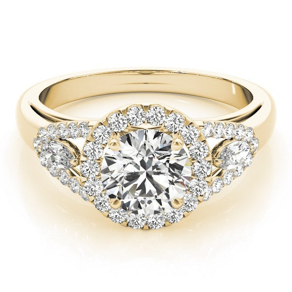 Lab Grown Round Cut Diamond Halo Engagement Ring