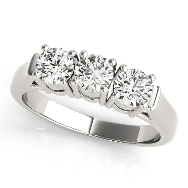 Lab Grown Round Diamond Trilogy Engagement Ring Platinum