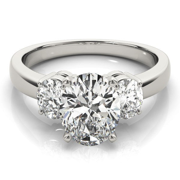 18k White gold Oval cut Trilogy Engagement Ring – 2Ct DE/VS Lab Grown Diamonds