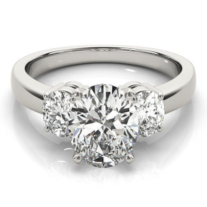 18k White gold Oval cut Trilogy Engagement Ring – 2Ct DE/VS Lab Grown Diamonds