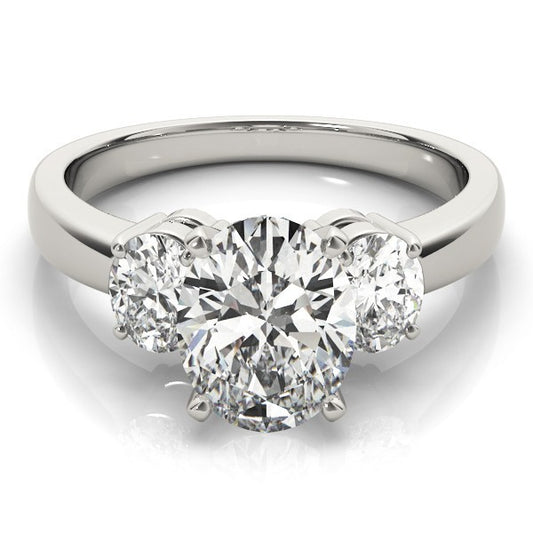18k White gold Oval cut Trilogy Engagement Ring – 2Ct DE/VS Lab Grown Diamonds