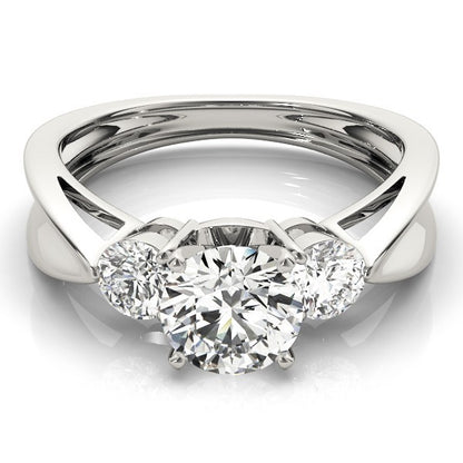 Lab Grown Round Cut Diamond Designer Trilogy Engagement Ring Platinum