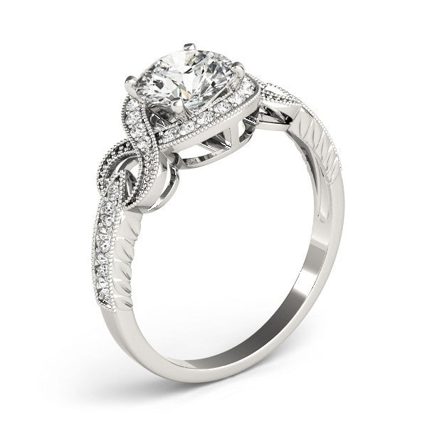 Lab Grown Round Diamond Halo Engagement Ring