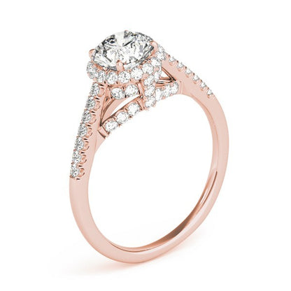 Lab Grown Round Diamond Halo Engagement Ring 18K Yellow Gold