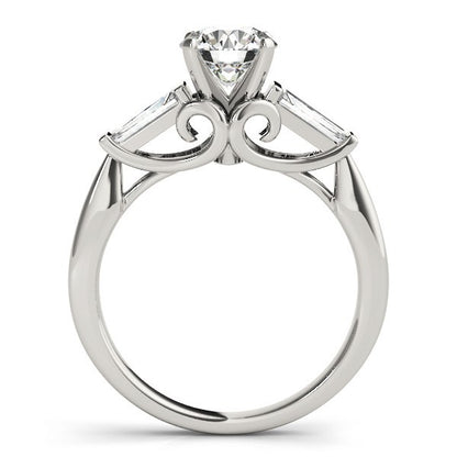 18K Yellow Gold Lab-Grown Round Diamond Trilogy Engagement Ring