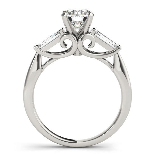 18K Yellow Gold Lab-Grown Round Diamond Trilogy Engagement Ring