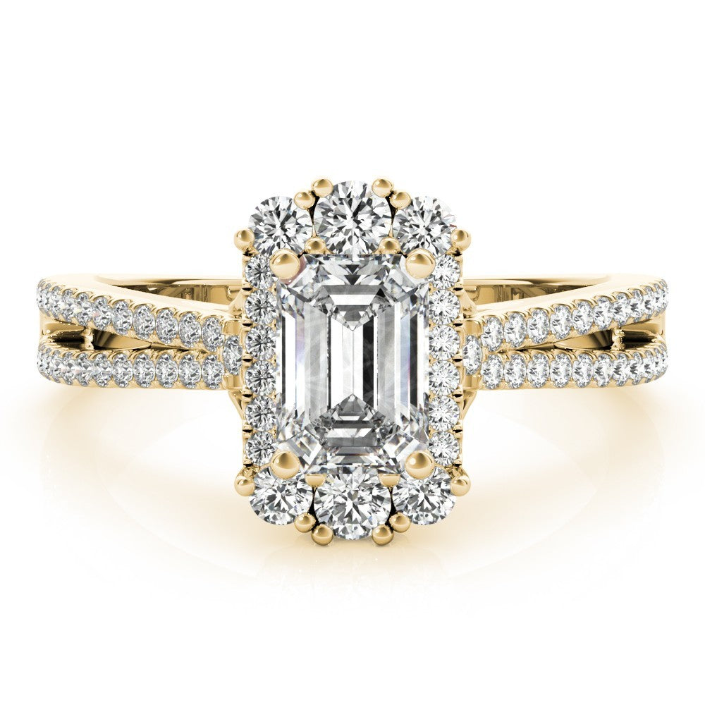 Lab Grown Emarald Diamond Halo Engagement Ring