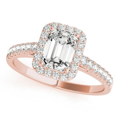 Lab Grown Emarald Diamond Halo Engagement Ring