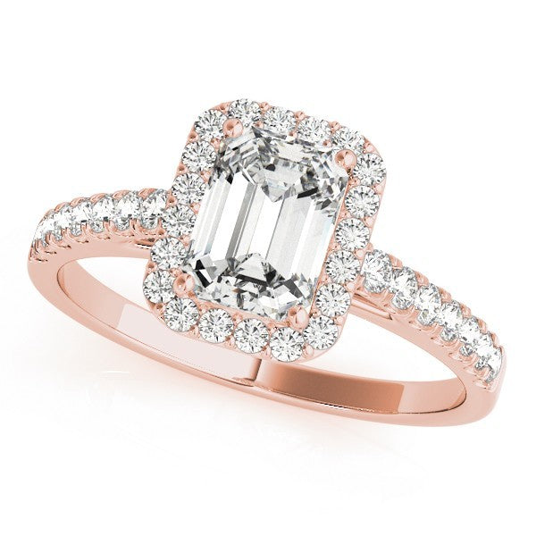 Lab Grown Emarald Diamond Halo Engagement Ring