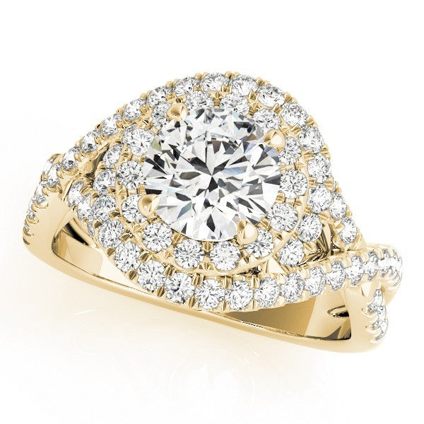 Lab Grown Round Cut Diamond Halo Engagement Ring