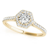 2.00Ct Lab Grown Round Diamond Halo Engagement Ring 18K Yellow Gold