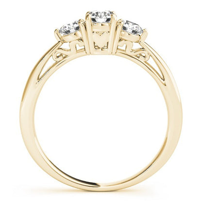 Lab Grown Round Diamond Prong Set 3 Stone Engagement Ring Platinum In DE/VS 2.00Ct