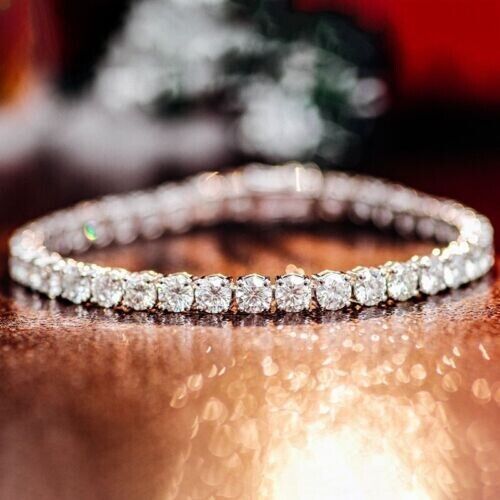 Natural Diamond Tennis Bracelet 18k White Gold