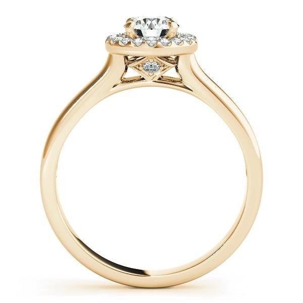 Elegant round-cut diamond engagement ring with pave side diamonds in a yellow gold band.