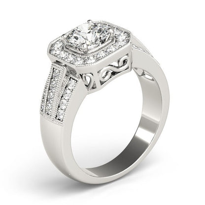 Lab Grown Round Diamond Halo Engagement Ring