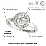 Lab Grown Round Diamond Halo Engagement Ring