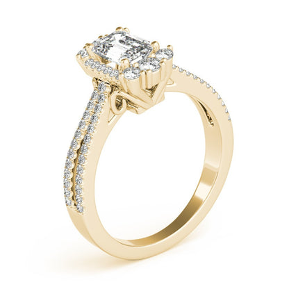 Lab Grown Emarald Diamond Halo Engagement Ring