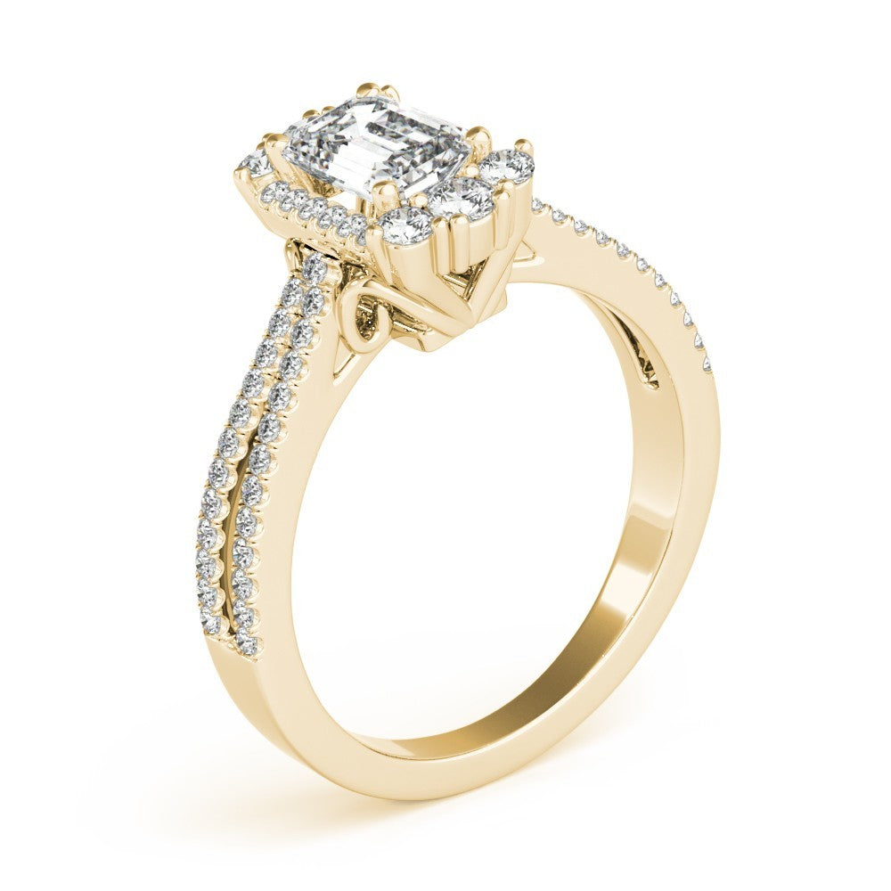 Lab Grown Emarald Diamond Halo Engagement Ring