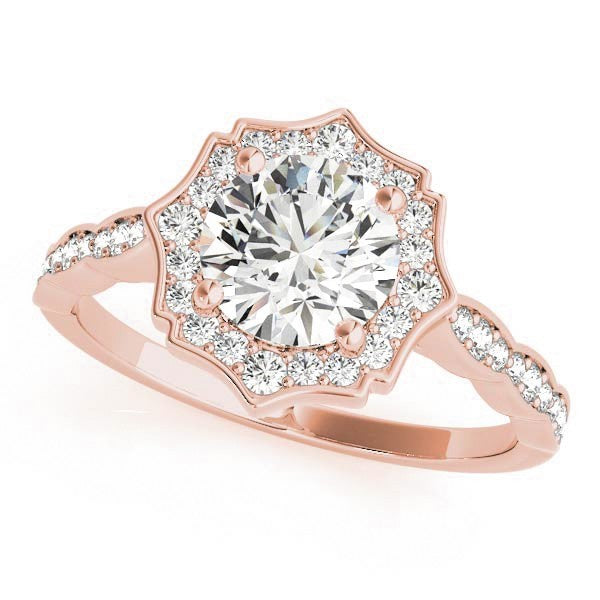 Lab Grown Round Diamond Halo Engagement Ring 