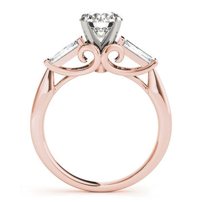 18K Yellow Gold Lab-Grown Round Diamond Trilogy Engagement Ring