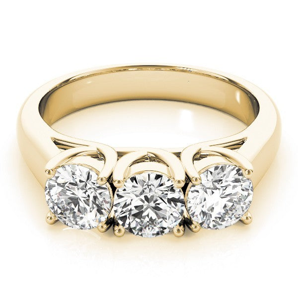 2.00Ct Claw Set Lab Grown Round Diamond 3 Stone Engagement Ring Platinum