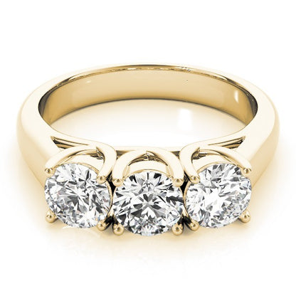 2.00Ct Claw Set Lab Grown Round Diamond 3 Stone Engagement Ring Platinum