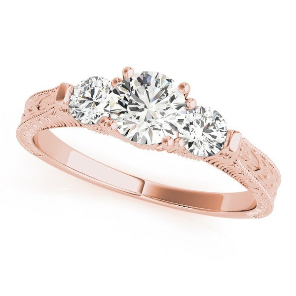 2.00Ct Lab Grown Round Diamond Milgrain 3 Stone Engagement Ring Platinum