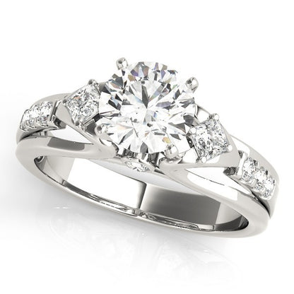 Lab Grown Round Diamond 3 Stone Art Design Engagement Ring