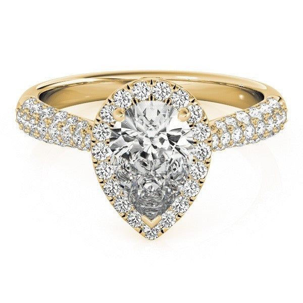 Lab Grown Pear Shape Diamond Halo Engagement Ring