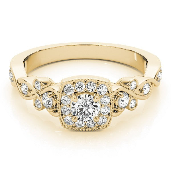 Lab Grown Round Diamond Halo Engagement Ring 