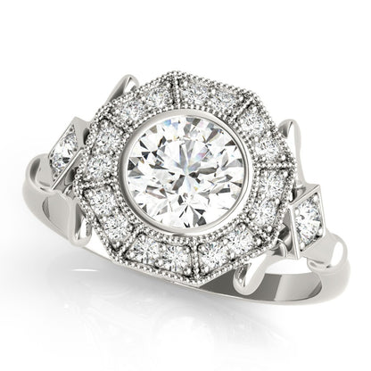 Lab-Grown Diamond Halo Engagement Ring in Platinum