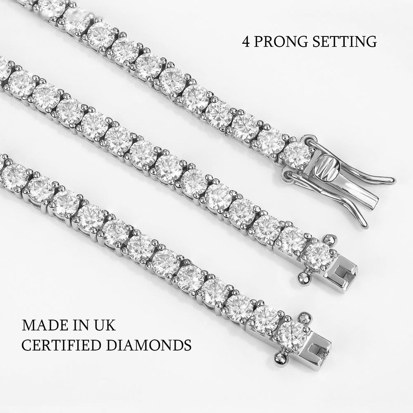 Platinum 5 Carat Natural Round Diamond Tennis Bracelet For Women 7" - 7.49" Inch