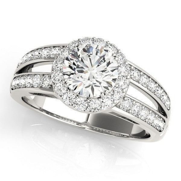 2.00Ct DE/VS Lab Grown Round Diamond Halo Engagement Ring 18K White Gold