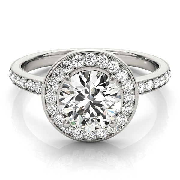Lab Grown Round Diamond Halo Engagement Ring 