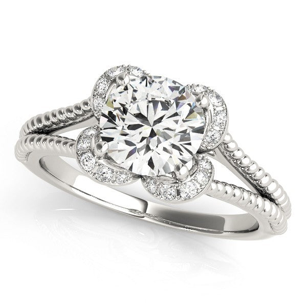 Lab Grown Round Diamond Halo Engagement Ring