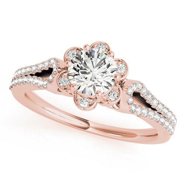 Lab Grown Round Diamond Halo Engagement Ring 
