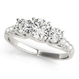 Lab Grown Round Cut Diamond 3-Stone Engagement Ring In DE/VS 0.50Ct To 2.00Ct