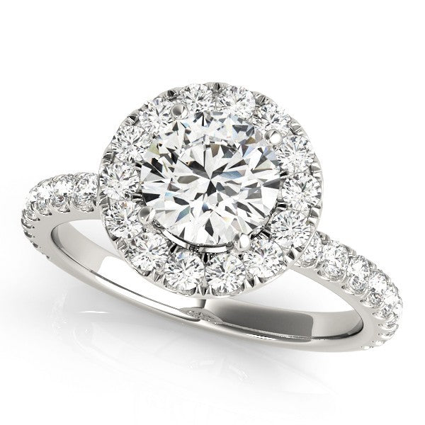 2.00Ct DE/VS Lab Grown Round Diamond Halo Engagement Ring 18K White Gold