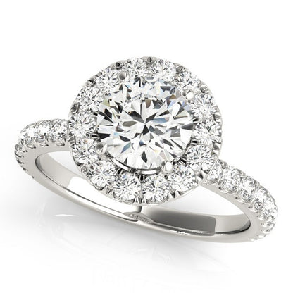 2.00Ct DE/VS Lab Grown Round Diamond Halo Engagement Ring 18K White Gold
