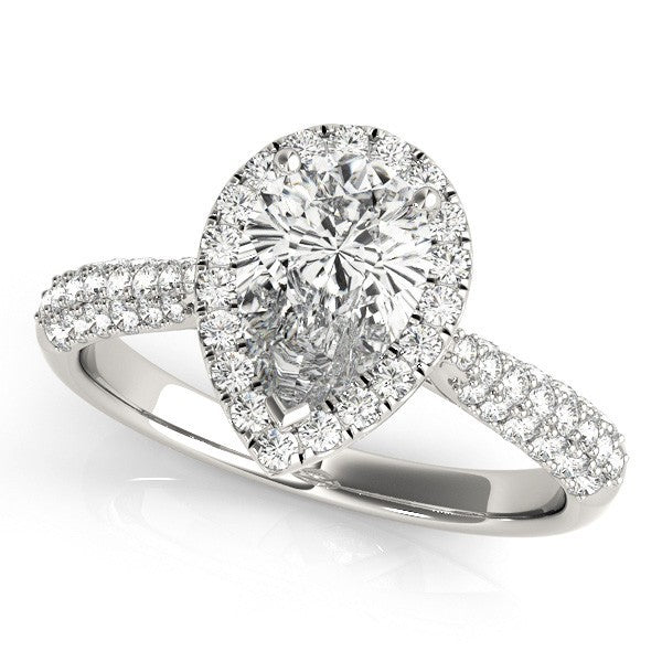 Lab Grown Pear Shape Diamond Halo Engagement Ring