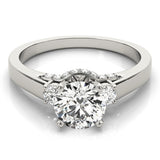 Round Cut Lab Diamond Trilogy Engagement Ring Platinum