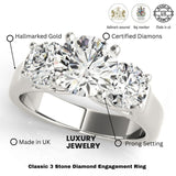 Lab Grown Platinum Diamond Three Stone Engagement Ring For Women 2CT DE/VS