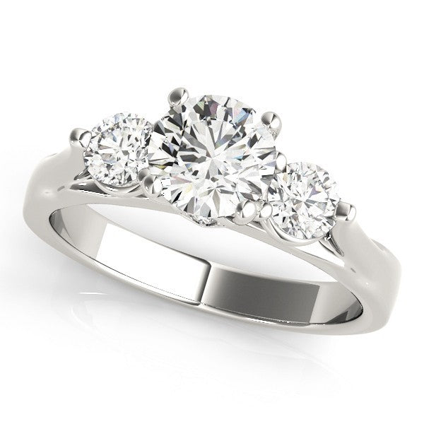 Lab Grown Round Diamond Prong Set 3 Stone Engagement Ring 950 Platinum