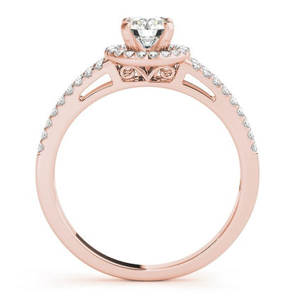Lab Grown Round Diamond Halo Engagement Ring 18K White Gold