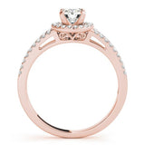 Lab Grown Round Diamond Halo Engagement Ring 18K White Gold