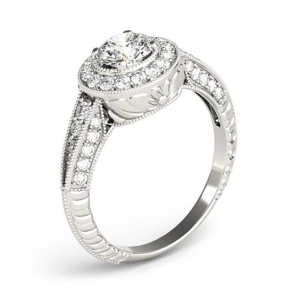 Lab Grown Round Diamond Halo Engagement Ring