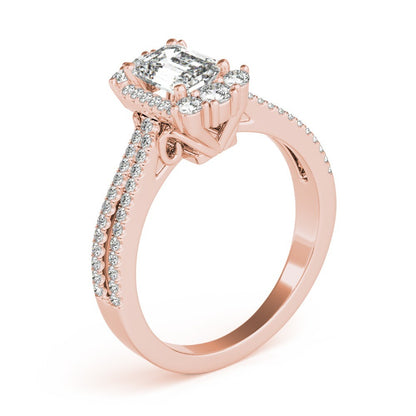 Lab Grown Emarald Diamond Halo Engagement Ring
