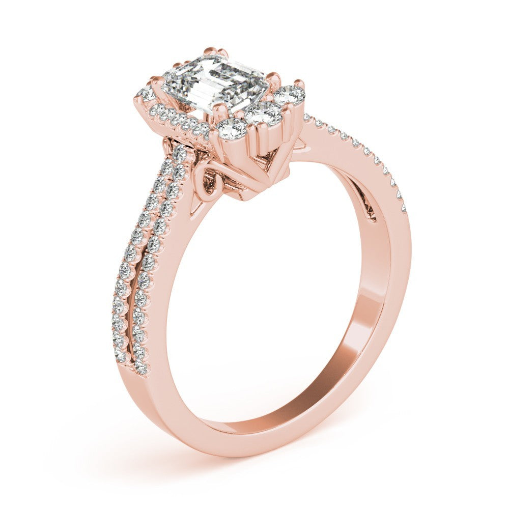 Lab Grown Emarald Diamond Halo Engagement Ring