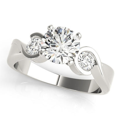 Platinum Round Diamond Designer Trilogy Engagement Ring  - DE/VS 2Ct Lab Grown
